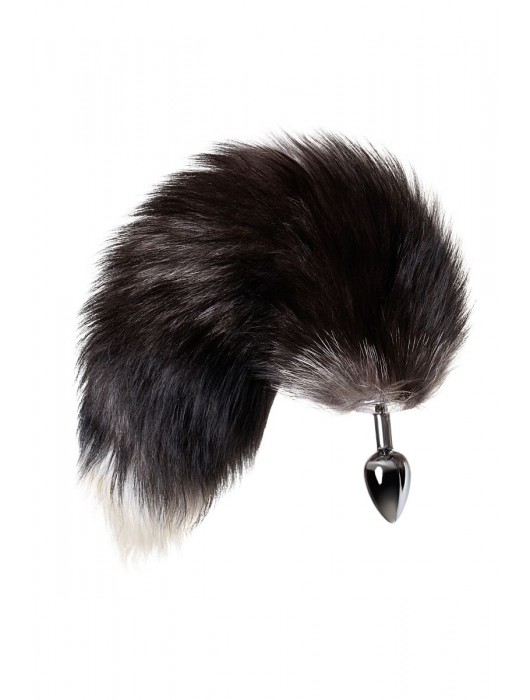 Серебристая металлическая анальная втулка с хвостом чернобурой лисы - размер S - ToyFa - купить с доставкой в Майкопе