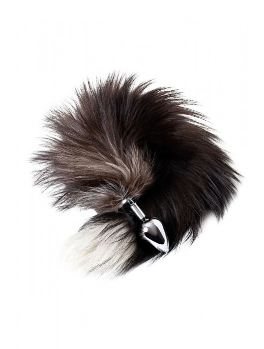 Серебристая металлическая анальная втулка с хвостом чернобурой лисы - размер S - ToyFa - купить с доставкой в Майкопе