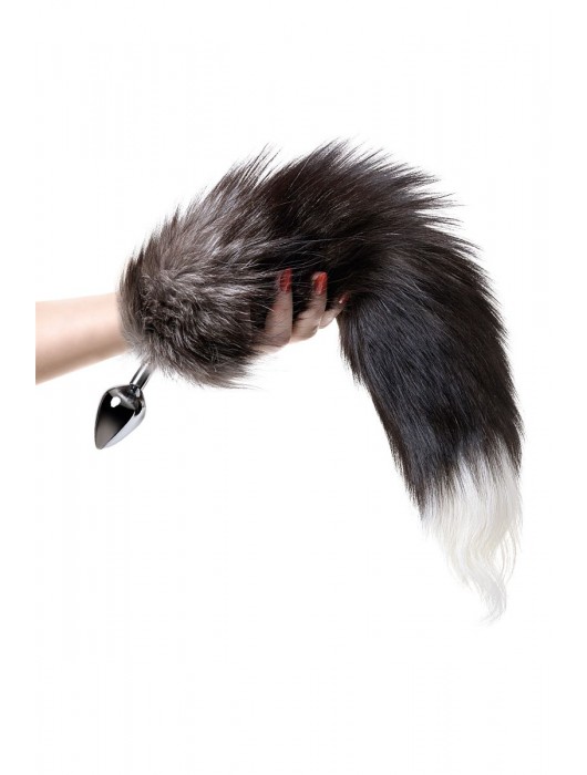 Серебристая металлическая анальная втулка с хвостом чернобурой лисы - размер S - ToyFa - купить с доставкой в Майкопе