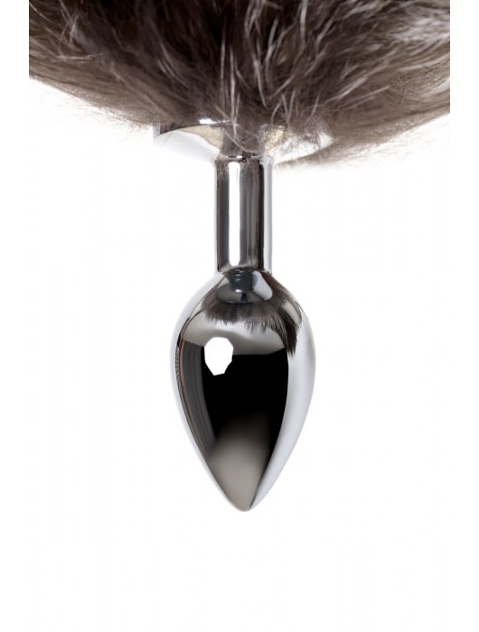 Серебристая металлическая анальная втулка с хвостом чернобурой лисы - размер S - ToyFa - купить с доставкой в Майкопе
