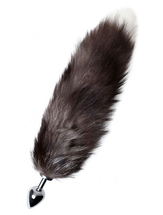 Серебристая металлическая анальная втулка с хвостом чернобурой лисы - размер S - ToyFa - купить с доставкой в Майкопе