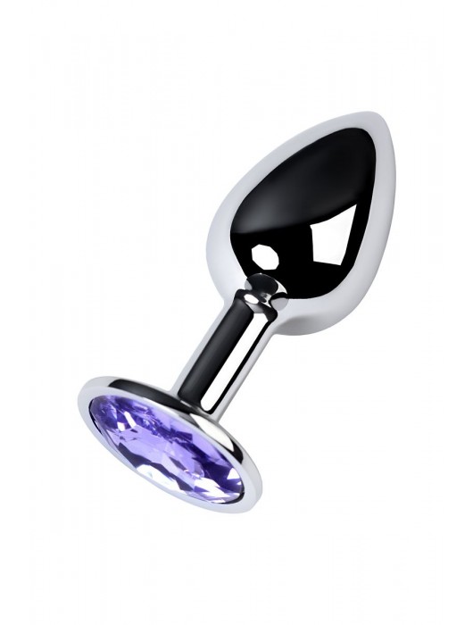 Серебристая конусовидная анальная пробка с фиолетовым кристаллом - 7 см. - ToyFa - купить с доставкой в Майкопе