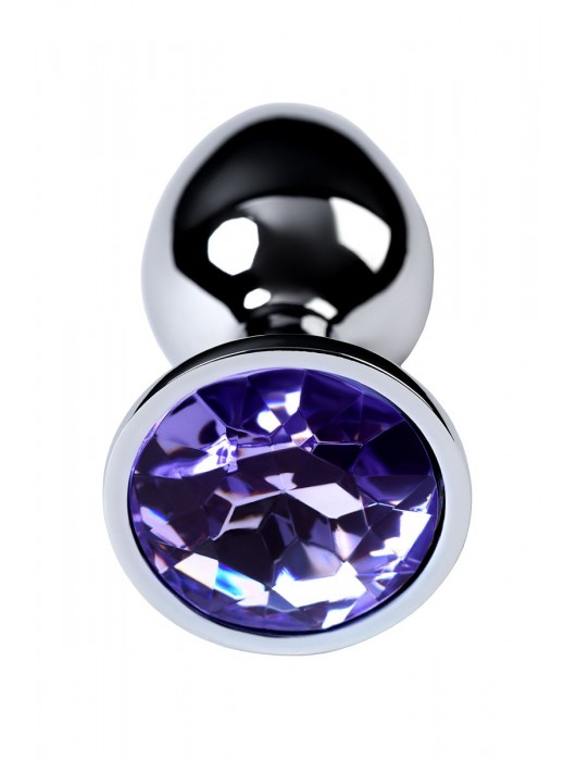 Серебристая конусовидная анальная пробка с фиолетовым кристаллом - 7 см. - ToyFa - купить с доставкой в Майкопе