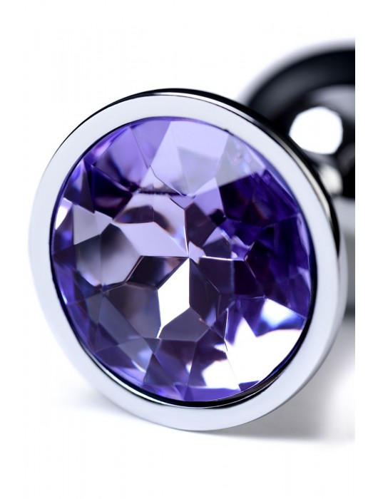Серебристая конусовидная анальная пробка с фиолетовым кристаллом - 7 см. - ToyFa - купить с доставкой в Майкопе