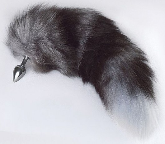 Серебристая анальная пробка с пушистым хвостом - Sitabella - купить с доставкой в Майкопе