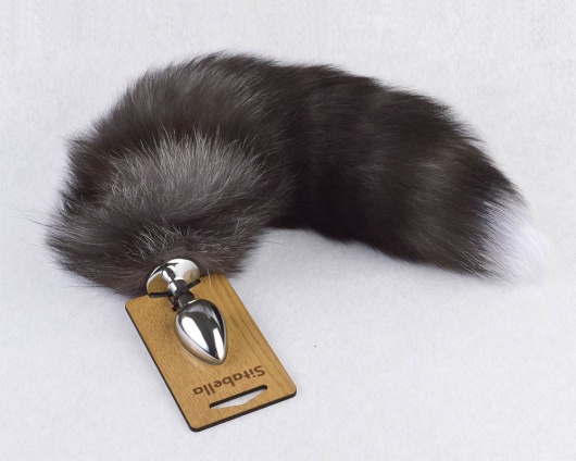 Серебристая анальная пробка с пушистым хвостиком - Sitabella - купить с доставкой в Майкопе