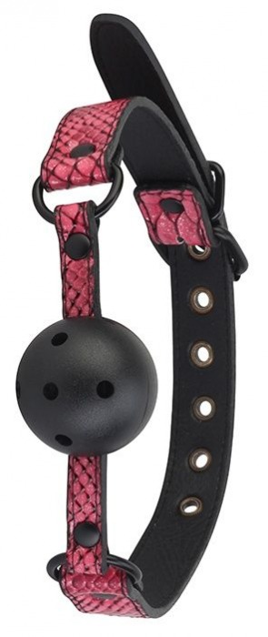 Черно-розовый кляп-шарик с отверстиями BALL GAG - Dream Toys - купить с доставкой в Майкопе