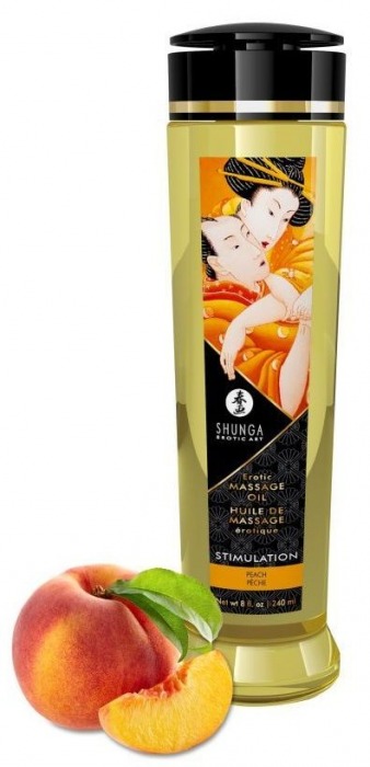 Массажное масло для тела с ароматом персика Stimulation - 240 мл. - Shunga - купить с доставкой в Майкопе