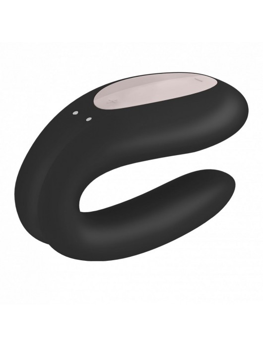 Черный вибратор для пар Double Joy с управлением через приложение - Satisfyer