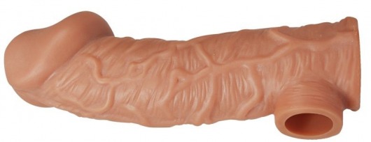 Телесная насадка на фаллос с отверстием для мошонки EXTREME SLEEVE - 17,6 см. - KOKOS - в Майкопе купить с доставкой