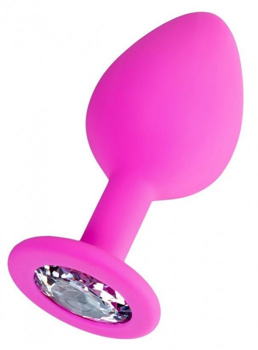 Розовая анальная втулка Brilliant с прозрачным кристаллом - 8 см. - ToyFa - купить с доставкой в Майкопе