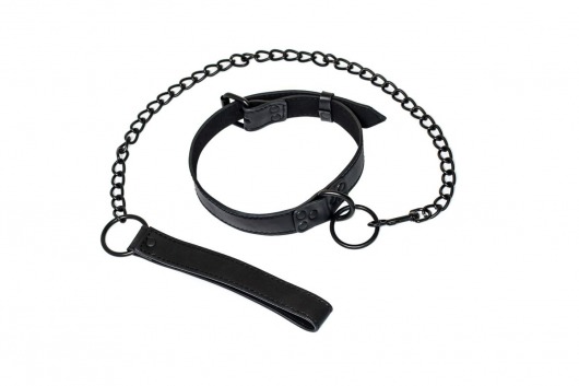 Черный ошейник Sin с поводком - Lola Games - купить с доставкой в Майкопе
