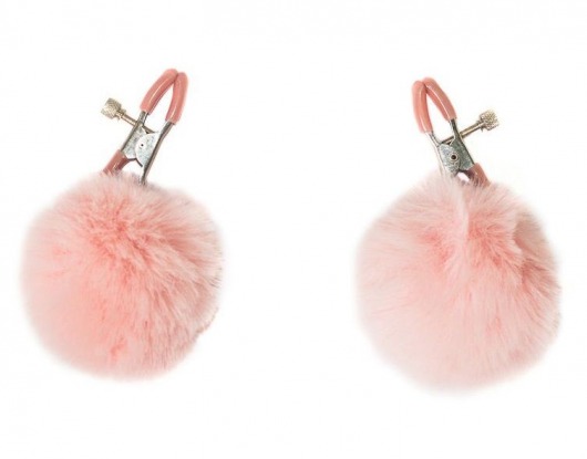 Зажимы на соски Angelic с розовыми меховыми шариками - Lola Games - купить с доставкой в Майкопе