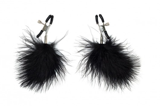 Зажимы на соски с черным пухом Euphoric - Lola Games - купить с доставкой в Майкопе