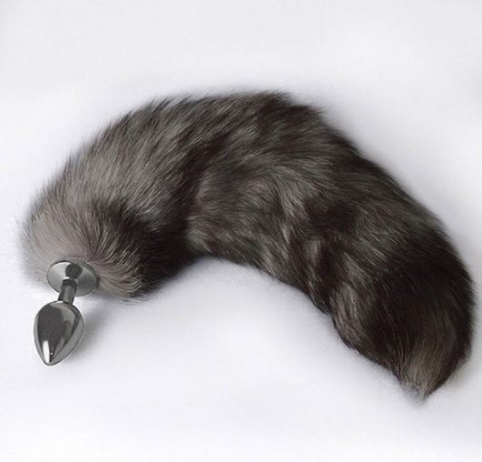 Серебристая коническая анальная пробка с пушистым хвостиком - Sitabella - купить с доставкой в Майкопе