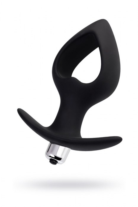 Черная вибровтулка с полой серединой в виде сердечка Cordis M - 14 см. - POPO Pleasure