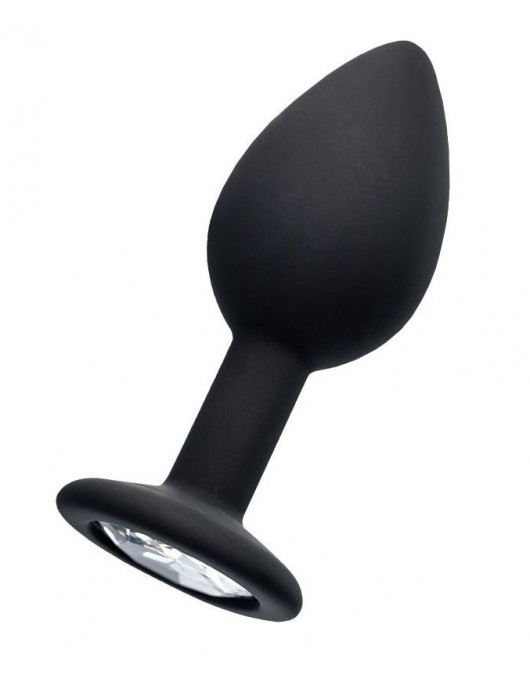 Черная анальная втулка с прозрачным стразом - 7,2 см. - POPO Pleasure - купить с доставкой в Майкопе