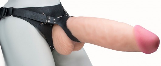 Телесный реалистичный фаллоимитатор на черных трусиках Real Big Strap-On - 34,5 см. - LOVETOY (А-Полимер) - купить с доставкой в Майкопе