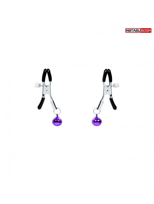 Оригинальные зажимы на соски с фиолетовыми шариками - Notabu - купить с доставкой в Майкопе