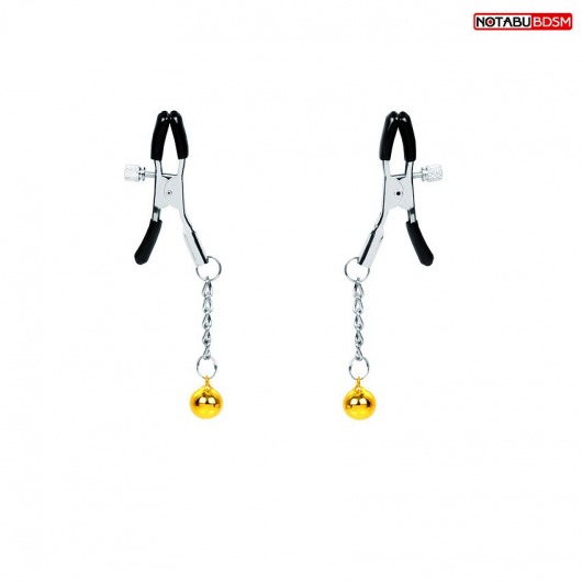 Оригинальные зажимы на соски с желтыми шариками - Notabu - купить с доставкой в Майкопе