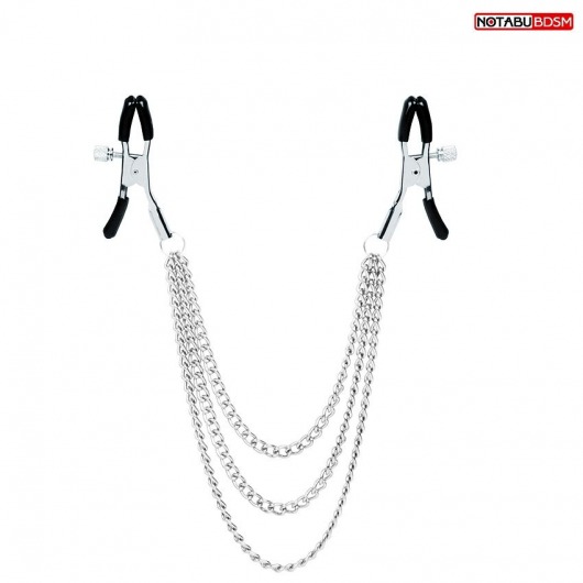 Оригинальные зажимы на соски с тройной цепочкой - Notabu - купить с доставкой в Майкопе