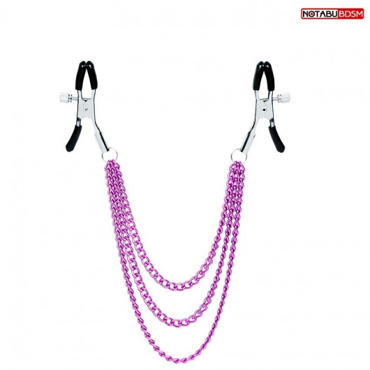 Оригинальные зажимы на соски с тройной розовой цепочкой - Notabu - купить с доставкой в Майкопе