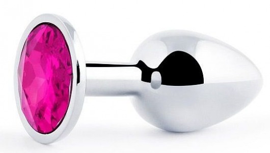 Серебристая анальная пробка с малиновым кристаллом - 7,2 см. - Anal Jewelry Plug - купить с доставкой в Майкопе