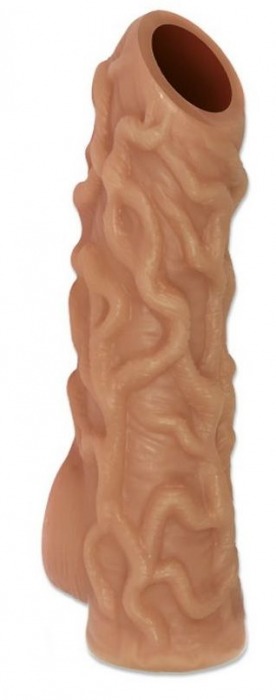 Телесная насадка с венками и открытой головкой Nude Sleeve M - 12 см. - KOKOS - в Майкопе купить с доставкой