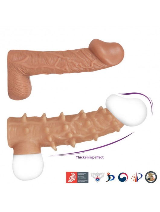 Телесная насадка с шипами и открытой головкой Nude Sleeve L - 14 см. - KOKOS - в Майкопе купить с доставкой