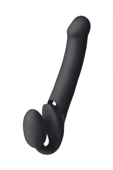 Черный безремневой вибрострапон Vibrating Bendable Strap-On L - Strap-on-me - купить с доставкой в Майкопе