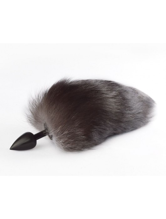 Черная анальная пробка с хвостом чернобурки - Sitabella