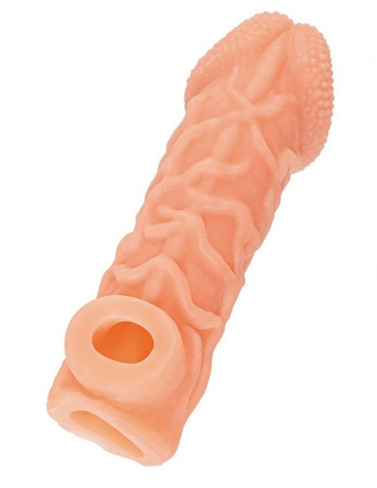 Телесная закрытая насадка с венками Cock Sleeve Size S - 13,8 см. - KOKOS - в Майкопе купить с доставкой