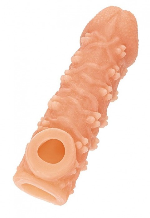Телесная закрытая насадка с пучками шишечек Cock Sleeve Size L - 17,6 см. - KOKOS - в Майкопе купить с доставкой