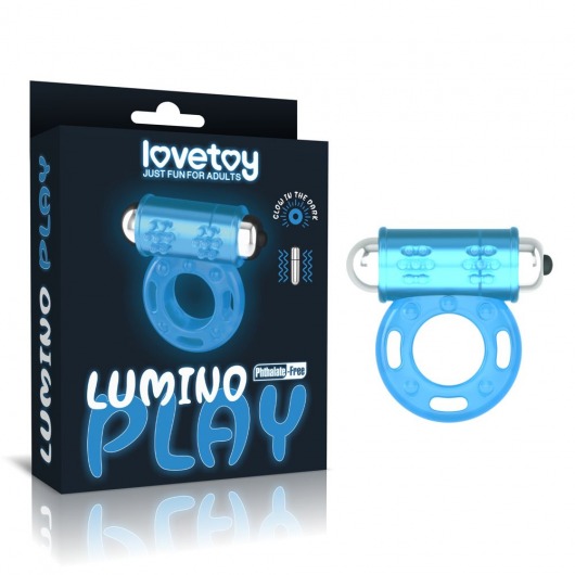 Голубое, светящееся в темноте эрекционное виброкольцо Lumino Play Vibrating Penis Ring - Lovetoy - в Майкопе купить с доставкой
