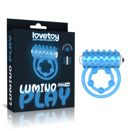 Голубое, светящееся в темноте виброкольцо Lumino Play Vibrating Penis Ring - Lovetoy - в Майкопе купить с доставкой