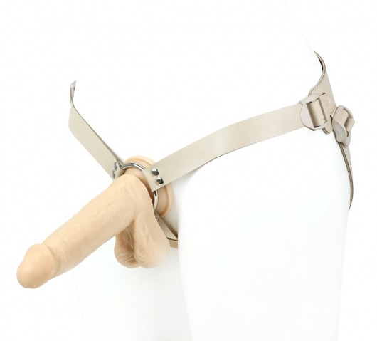 Поясной фаллоимитатор с мошонкой телесного цвета - 18 см. - LOVETOY (А-Полимер) - купить с доставкой в Майкопе