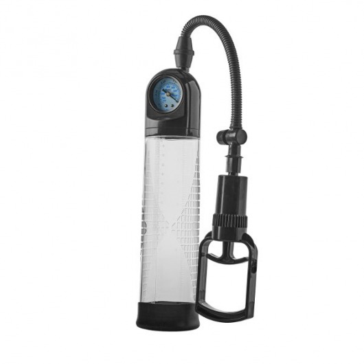 Прозрачная вакуумная помпа с манометром Deluxe Penis Pump - Dream Toys - в Майкопе купить с доставкой