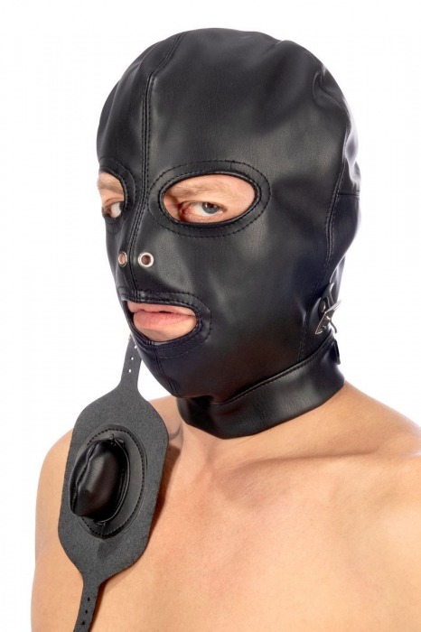 Маска-шлем с прорезями для глаз и регулируемым кляпом - Fetish Tentation - купить с доставкой в Майкопе