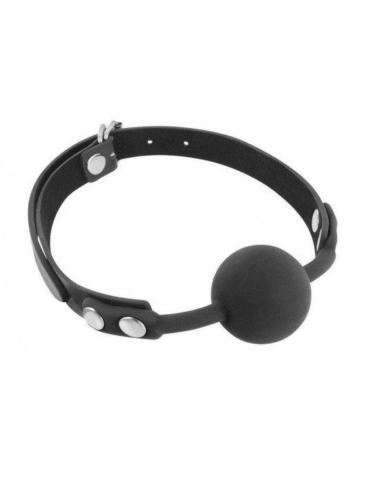 Черный силиконовый кляп-шарик на ремешках - Fetish Tentation - купить с доставкой в Майкопе