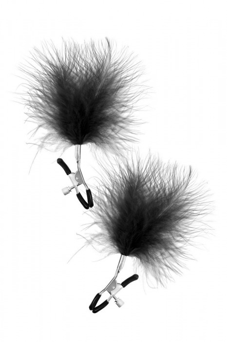 Зажимы на соски с черными пуховыми кисточками Sweet Caress Feather Nipple Clumps - Sweet Caress - купить с доставкой в Майкопе