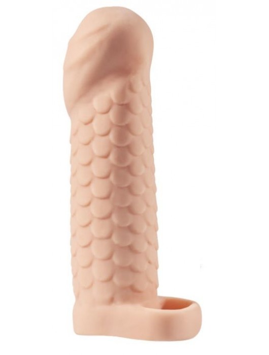 Телесная рельефная насадка-удлинитель KLEON с подхватом - 15 см. - Sitabella - в Майкопе купить с доставкой