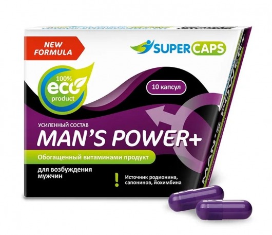 Возбуждающее средство для мужчин Mans Power plus - 10 капсул (0,35 гр.) +1 в подарок - SuperCaps - купить с доставкой в Майкопе