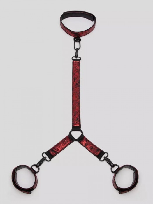 Ошейник с наручниками Reversible Faux Leather Collar and Wrist - Fifty Shades of Grey - купить с доставкой в Майкопе