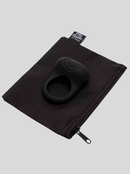 Черное эрекционное виброкольцо Sensation Rechargeable Vibrating Love Ring - Fifty Shades of Grey - в Майкопе купить с доставкой