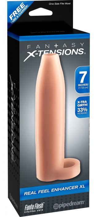 Телесная насадка Real Feel Enhancer XL - 17 см. - Pipedream - в Майкопе купить с доставкой