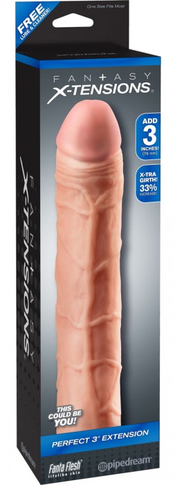 Телесная удлиняющая насадка Perfect 3 Extension - 22 см. - Pipedream - в Майкопе купить с доставкой
