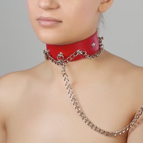 Красный ошейник из натуральной кожи - Sitabella - купить с доставкой в Майкопе