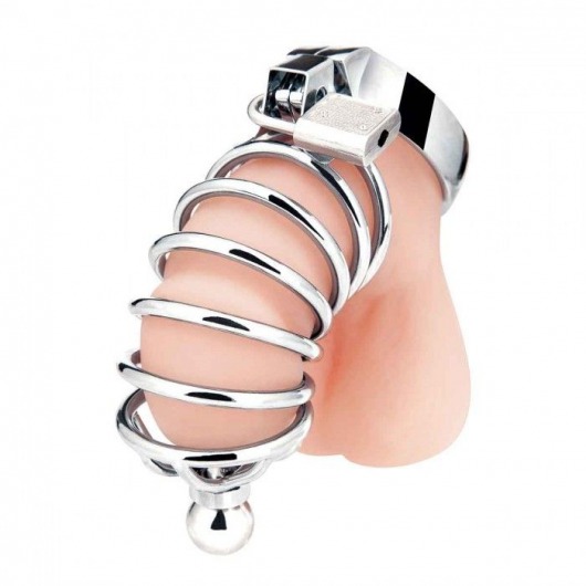 Серебристая клетка для члена Urethral Play Cage - BlueLine - купить с доставкой в Майкопе