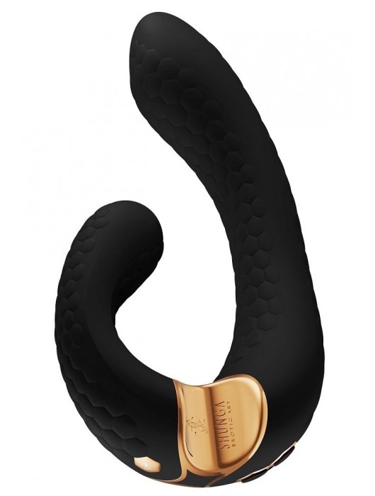 Черный гибкий вибростимулятор MIYO с двумя моторами - 18,5 см. - Shunga