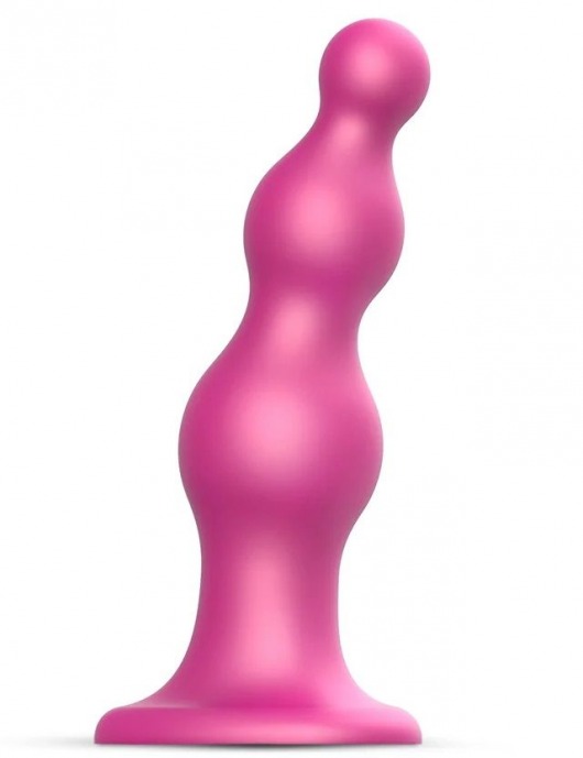 Розовая насадка Strap-On-Me Dildo Plug Beads size L - Strap-on-me - купить с доставкой в Майкопе
